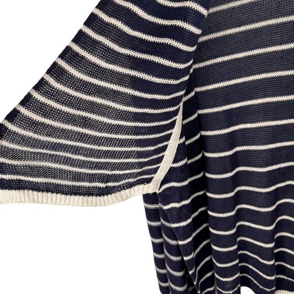 Cynthia Rowley Navy Blue White Striped Linen Lightweight Sweater Women's Lrg EUC - Picture 2 of 8